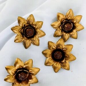 Vintage Gold Floral Curtain Pins/Tacks Tiebacks